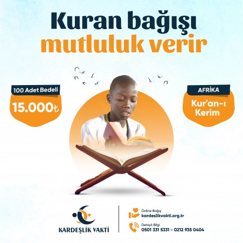 Kur'an-ı Kerim Bağışı 100 Adet Kur'an-ı Kerim Bağışı 100 Adet