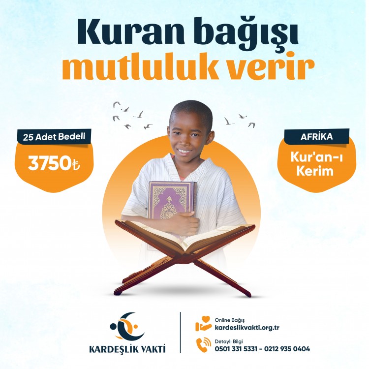 Kur'an-ı Kerim Bağışı 25 Adet